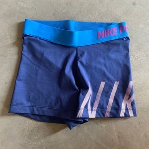 Nike Pro purple/blue spandex shorts, women’s xs
